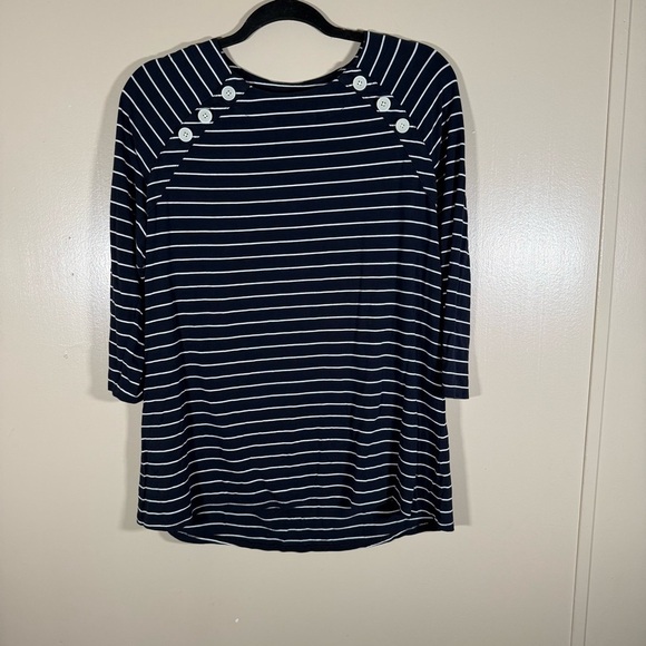 J. Jill Tops - J.Jill Coastal 3/4 Sleeve Navy Striped Shirt size Small